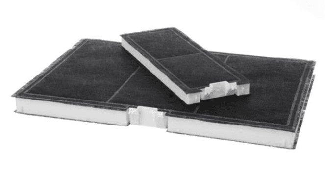 Uhlíkový filtr k odsavači par Bosch Siemens (BSH11041790) – 2 ks, rozměry 360 × 235 × 25 mm / 250 × 90 × 20 mm