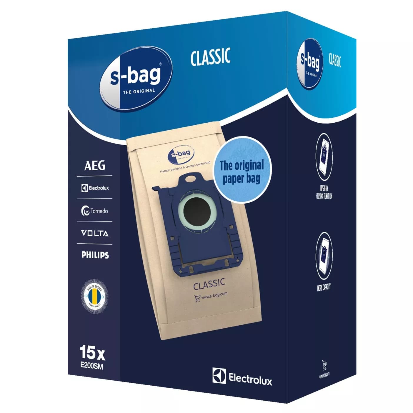 Sáčky k vysavači E200SM S-bag® Classic 15 ks 9001688002 pro AEG, Electrolux, Philips